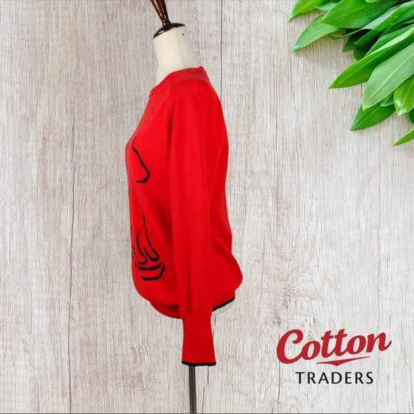 Cotton Traders Women's Red Cat Graphic Sweater Size 10 - Picture 5 of 15